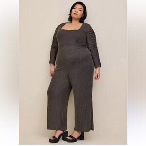 Torrid Jumpsuit Women's 12 Glitter Knit Sweetheart Neck Shimmer Stripe Surplice